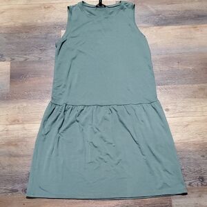 Eileen Fisher Green Sleeveless Crew Neck Mini Sundress